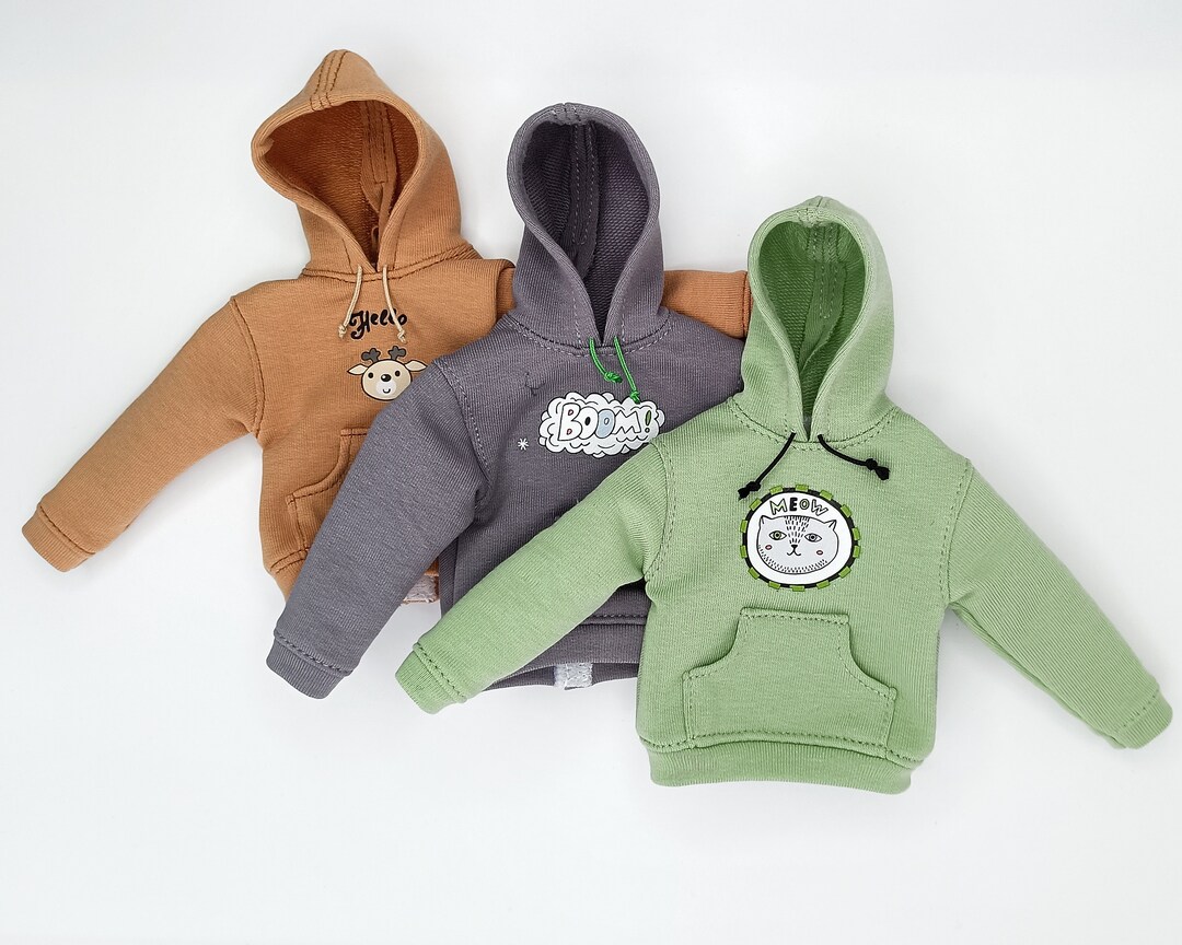 Hoodie for 12in Male Dolls. Cute Velcro Clothes Etsy
