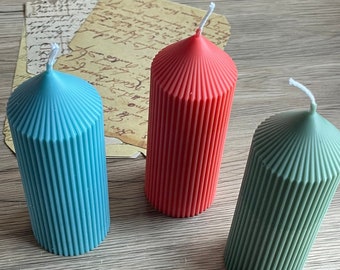 Striped Pillar Candle | vegan | different colors