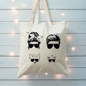 Jute bag | Family | Mother, father, child, baby, dog, cat | Shopping bag | Customizable