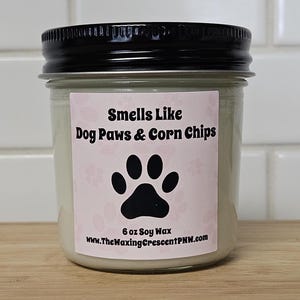 Dog Paws & Corn Chip Scented Candle: Vegan, Non-Toxic Soy Wax