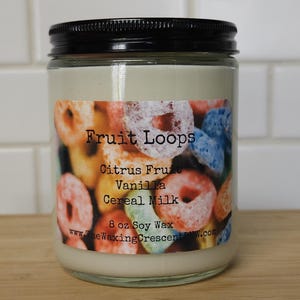 Fruit Loops Soy Candle | Fruity Cereal + Milk, Vegan Non-Toxic Eco-Friendly