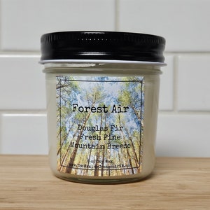 Forest Air Scented Soy Wax Candle 6 oz | Non-Toxic domestically grown organic soy wax no paraben phthalate petro hand made in WA