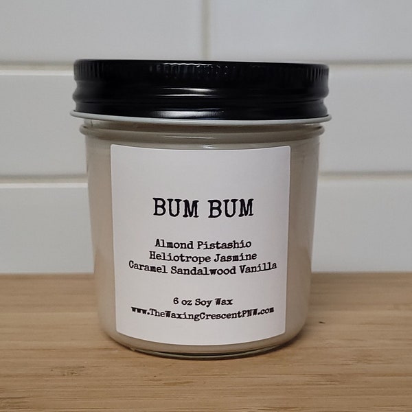 Bum Bum Soy Wax Candle 6 oz  | Sol De Janeiro Dupes | 100% Non Toxic | US Grown Soy Beans | Handmade Small Business | Maximum fragrance load