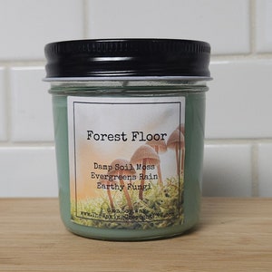 Forest Floor 6 oz Soy Wax Scented Candle | Smells like damp forest floor | Soil Moss Earth Evergreens | Earthy Fungi | Rainforest of PNW