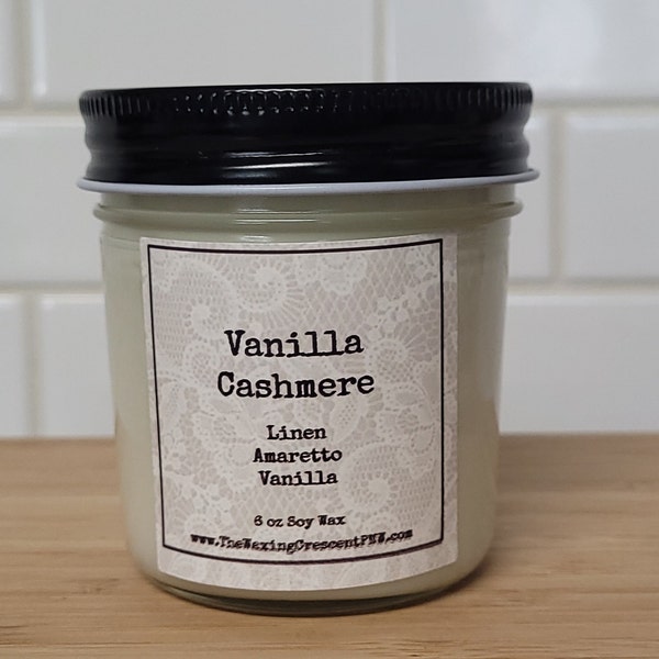 Vanilla Cashmere Scented Candle | 6 oz Soy Wax | simple elegant nostalgic