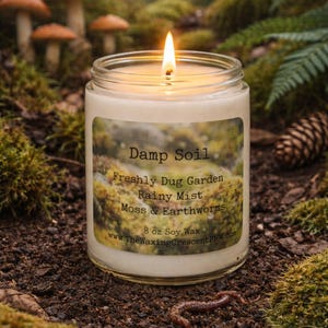 Damp Soil Soy Wax Candle | Dirt+ Moss | Petrichor earth after rain, Vegan Non-Toxic Eco-Friendly