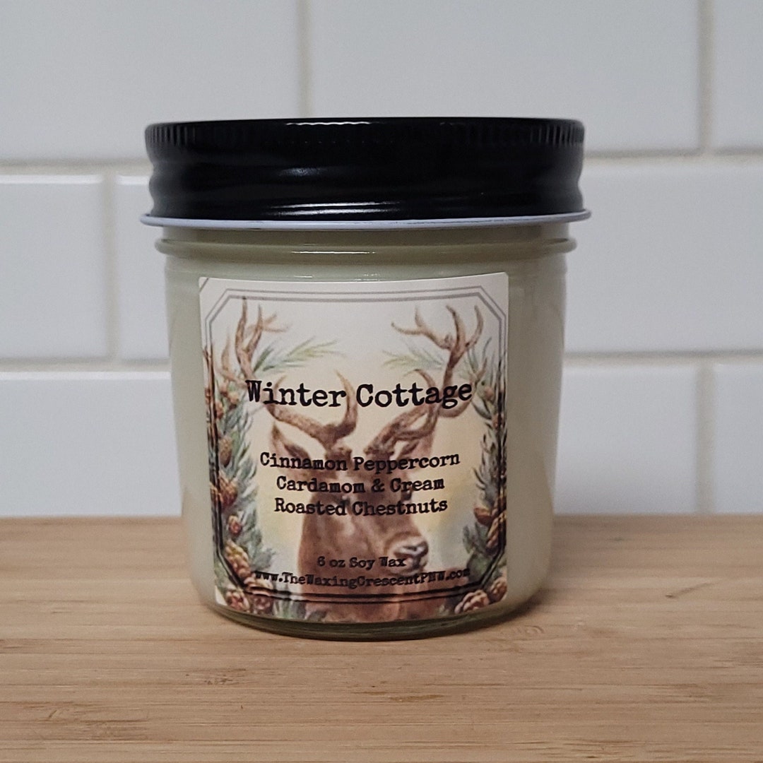 Winter Cottage Soy Candle Spice Cream Wood Handmade Scented Candle