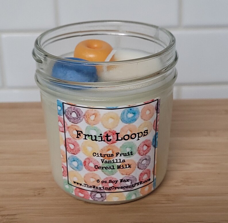 Fruit Loops Soy Candle Fruity Cereal Milk Handmade Scented Candle Small