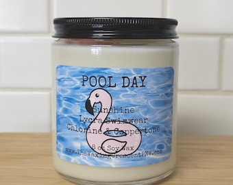 Discontinuing soon | Pool Day Soy Candle | smells like the pool sunshine lycra swimwear Coppertone chlorine