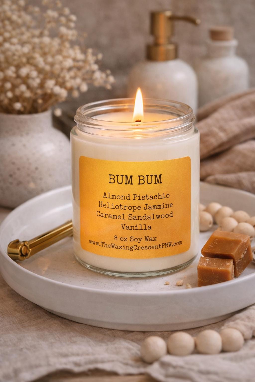 Bum Bum Soy Candle 8 Oz | Cherirosa Sol De Janeiro Dupe | Vegan