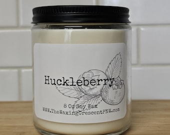 Huckleberry Soy Candle: Fruity Scented, Vegan, Non-Toxic