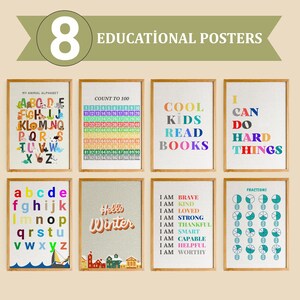 Set Of Educational Printable Posters, 8 Homeschool Classroom Decor,  Toddler Educational Posters, Kids Room Decor