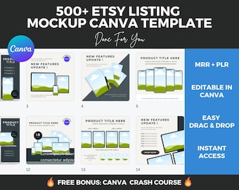 500+ Etsy Listing Mockup Templates: Canva Shop Templates (PLR & MRR)