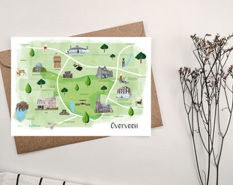 Overveen Map Greetings card / A6