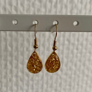 Drop earrings with dried flowers or gold leaf and silver leaf image 8