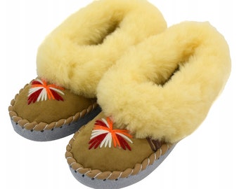 PanSzew® Warm Women's Sheepskin Slippers Natural Wool home Footwear for Winter Highlanders made of Sheep's Wool as a gift 0-99