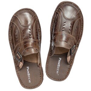 Polish airy leather flip-flops for men made of natural leather, light men's sandals for summer, comfortable footwear for walking outdoors image 3