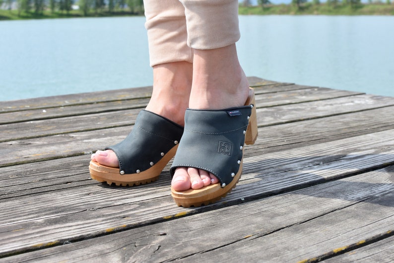 Dreamlike Women Swedish Clogs Wooden Leather Polish Clogs - Etsy