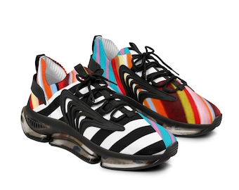 MEN'S Multicolor Stripe Print Lightweight Mesh Sneakers