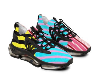 MEN'S Mix Colours Stripe Print Lightweight Mesh Sneakers