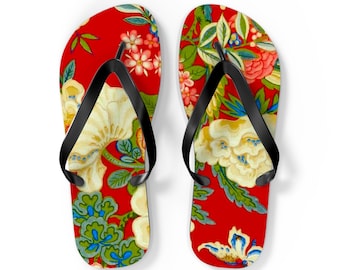 Chinoiserie-slippers met bloemen | Lichtgewicht opvouwbare teensandalen