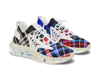 WOMEN'S Colourful Plaid Pattern Lightweight Mesh Sneakers