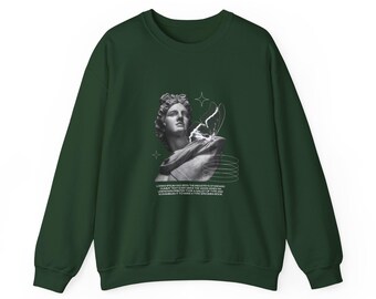 Roman Bust Sculpture Crewneck Sweatshirt | Graphic Roman Bust Chest Print
