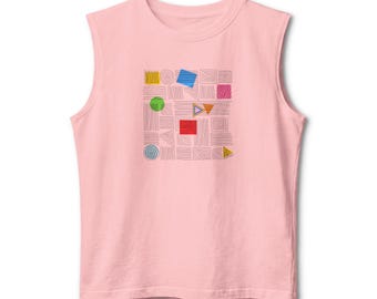 Canotta unisex in jersey con stampa geometrica Pride, senza distinzione di genere.