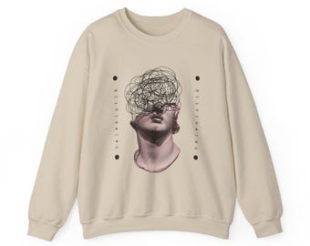 Roman Bust Sculpture Crewneck Sweatshirt | Classical Statue Graphic