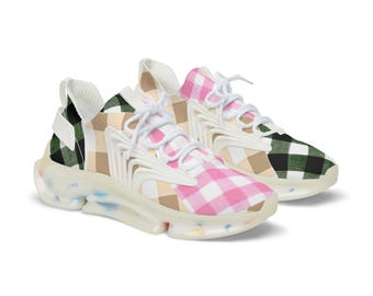 Multicolor Gingham Mesh Sneakers Men's Mesh Sneakers | Lightweight Memory Foam
