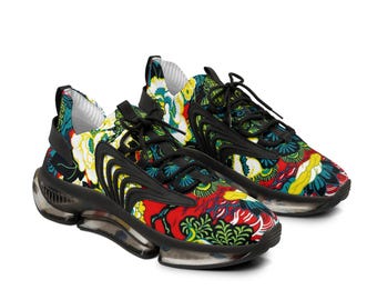 Baskets sans lacets en mesh à imprimé floral japonais POUR HOMMES | Chaussures de voyage légères en mousse à mémoire de forme