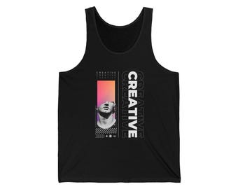 Canotta in jersey di cotone con stampa di un busto romano classico.