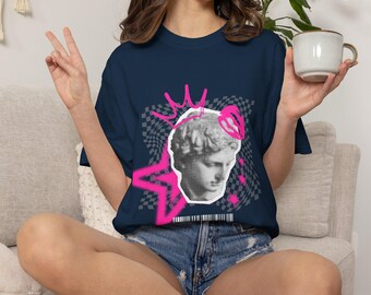 Roman Bust Head Graphic T-Shirt | Artistic Minimalist Statue Tee