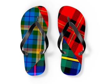 Färgglada rutiga flip-flops | Lätta, packbara strand- och resesandaler