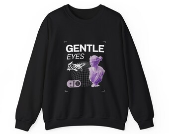 Gentle Eyes statue graphic Sweatshirt | purple vaporwave aesthetic