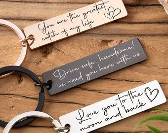 Personalised Keyring Personalized Valentine's Day Keychain Engraved Key ring Stainless keychain Drive Safe Keychain Custom Bar Keychain