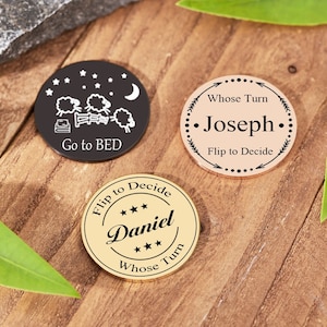 Personalized Decision Coin,Custom Name Coin,Couples Flip Coin,Couples Gift,Engraved Date Night Decision Maker Coin,Gift for Her,Wedding Gift