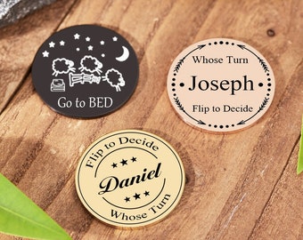 Personalized Decision Coin,Custom Name Coin,Couples Flip Coin,Couples Gift,Engraved Date Night Decision Maker Coin,Gift for Her,Wedding Gift