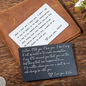 Graver Wallet Insert Card with Info Carte de portefeuille personnalisée Carte de note pour lui Carte de portefeuille en aluminium Mini Message Père Cadeau Petit ami Cadeau