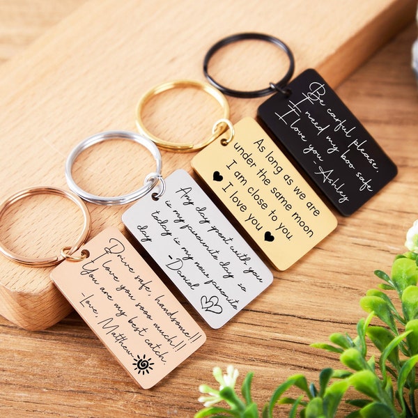 Personalized Keychain Custom Keyring Engraved Key ring Stainless keychain Drive Safe Keychain Gifts  for Mom Bar Keychain Best Friend Gifts