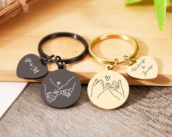 Llaveros personalizados, llavero Pinky Promise, llavero Pinky Promise, llavero inoxidable grabado, regalo de cumpleaños, llavero personalizado, regalo de pareja