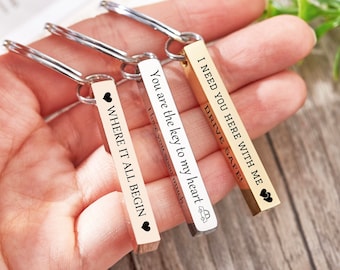 Bar-Schlüsselanhänger, personalisierter Schlüsselanhänger, individueller Schlüsselanhänger, Muttertagsgeschenke für Mama, gravierter Edelstahl-Schlüsselanhänger, Ehemanngeschenke, Namens-Schlüsselanhänger