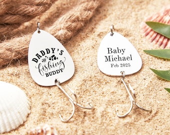 Papa Kumpel Angeln Köder, personalisiertes Geschenk für Mann, Freund Geschenk, Schwangerschaftansage Geschenk für Familie, neue Angeln Kumpel Bald Köder