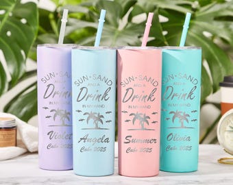 Personalized 20oz Holiday Tumbler, Custom Tumbler, Girls trip gifts, Travel Mug, Laser Engraved Cups, Stainless Steel Mug, Beach Tumbler