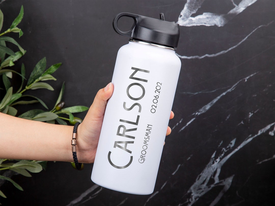 Custom Drink Bottle With Straw Personalized Water Bottle for Groomsman ...