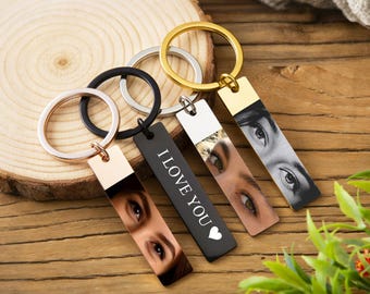 Custom Photo Human Eyes Keychain,Personalised keychian Stainless Steel for Him,Boyfriend Gifts,"I'm With You", "Eye Love You",Valentines Day