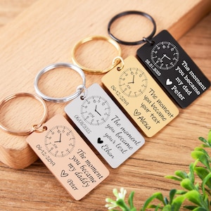 Cadeau papa Le moment où vous êtes devenu mon papa Porte-clés maman Cadeau personnalisé pour la fête des pères Premier porte-clés pour la fête des pères Nouveau cadeau porte-clés pour papa