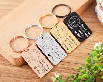 Dad Gift The Moment You Became My Daddy Mummy Keychain Personalised Father&#39;s Day Gift First Father&#39;s Day Keyring New Dad Keychain Gift
