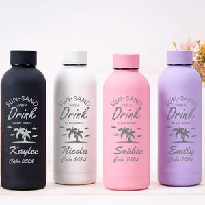 Personalized Vacation Tumbler, Custom Birth Flower Tumbler, Travel Mug, Engraved Beach Tumbler, Birthday Bridesmaid Mom  Gifts, Girls Trip