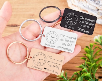 Personalisierter Papa Schlüsselbund, Der Moment, als du mein Papa geworden bist Schlüsselanhänger, Benutzerdefinierte 1. Vatertag Schlüsselanhänger, Geschenk für neue Mama Papa Oma Kindermädchen